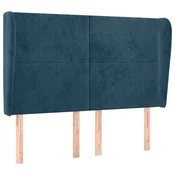 Vidaxl Vzglavje z ušesi temno modra 147x23x118/128 cm žamet
