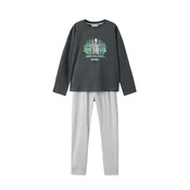 MANGO KIDS Pižama MINESUR pegasto siva/zelena/temno zelena