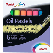 Uljane pastele Pentel Arts - Fluo, 6 boja