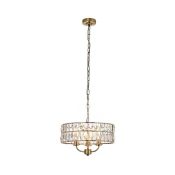 Endon 106243 - Luster na lancu CLIFTON 3xE14/6W/230V precnik 38,5 cm mesing/prozirno staklo