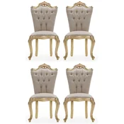 Casa Padrino luxury baroque dining chair set of 4 gray/gold - Magnificent baroque style kitchen chairs - Baroque dining room furniture - Luxury furniture baroque style