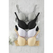 Trendyol Black-Multicolored 4-Pack Micro Ribbon/Bow Covered T-Shirt Bra Knit Bra