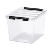 Škatla za shranjevanje, plastična, 3 l, črni ročaji, SMARTSTORE Classic 3, prozorna