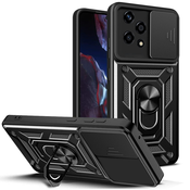 Oklepni ovitek MaX-Armor z obročem, kovinsko ploščico in zaščito zadnjih kamer za Honor 200 Lite - army black