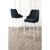 Hanah Home set od 2 barskih stolica Tera, antracit tkanina Babyface, bele metalne noge