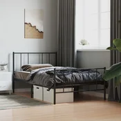 shumee vidaXL Kovinski posteljni okvir z vzglavjem in vznožjem črne barve 90x190 cm