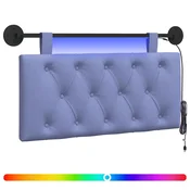 Vidaxl Viseče vzglavje postelje Z LED svetlobo Jeans modra Blago