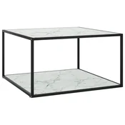 Vidaxl Klubska mizica črna z belim marmornim steklom 90x90x50 cm