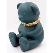 Casa Padrino luxury designer decorative figure teddy bear with collar green/gold H. 31 cm - Resin decorative sculpture - Luxury decorative figure - Designer decorative figure