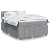 VIDAXL krevet box spring s madracem (160x200cm, tkanina), svjetlosivi