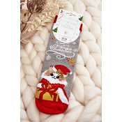 Womens Christmas Socks with Kitty Grey