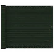 shumee vidaXL Balkonska pregrada temno zelena 75x300 cm HDPE