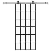 Vidaxl Drsna vrata z opremo črna 90x205 cm ESG steklo