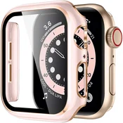 GS Ovitek 2 v 1 + kaljeno steklo za Apple Watch 4/5/6/SE 40 mm, roza/zlata
