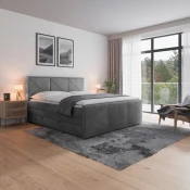 MID.YOU POSTELJA BOXSPRING 180 cm  x 200 cm , leseni material svetlo siva