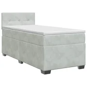 vidaXL Postelja boxspring z vzmetnico Svetlo siva 90 x 190 cm Žamet