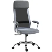 VINSETTO Ergonomski vrteči pisarniški stol, nastavljiva višina in zibanje, naslanjač iz mrežaste tkanine 65x67x119-129cm siva