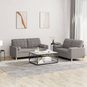 2-dijelni set sofa s jastucima smedesivi od tkanine