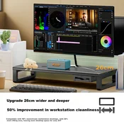 Llano Postolje za monitor sa USB 3.0 portom, 60x26 cm, Crno