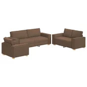 Sofa 3 pcs Smeda 220 x 80 x 84 cm Platnasta tkanina