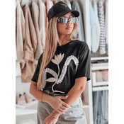 T-shirt damski oversize z efektem 3D czarna Dstreet