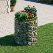 vidaXL Okrogla visoka greda gabion pocinkano jeklo O100x100 cm