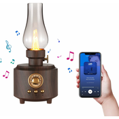 Generic Retro namizna svetilka Retro Bluetooth zvočnik Polnilna prenosna nočna lučka Brezplamenska LED oljna svetilka, (21124714)
