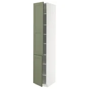 METOD Visoki element s policama/2 vrata, bela/Axstad sivozelena, 40x60x220 cm