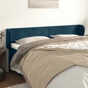 Vidaxl vidaXL Vzglavnik s krilci temno moder 163x23x78/88 cm žamet