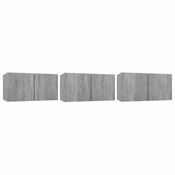 | Set TV komoda | Zidne 3 pcs Siva Konstruirano drvo