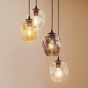 EMIBIG LIGHTING Obesna svetilka Starla okrogla 4-svetilna grafit/jantar/prozorna - Dnevna soba/jedilnica - Sodobni - črna, grafitna, jantar, prosojna - Steklo