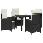 Vidaxl Set miz za kavč z blazino z blazino 5 pcs Črna in krem bela