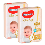 Huggies Duo Pack Pelene Elite Soft Mega, Veličina 3, 5-9kg, 144 komada