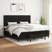 Greatstore Box spring postelja z vzmetnico črn 200x200 cm blago