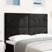 LED glava kreveta s LED trakama Crna 144 cm Baršun