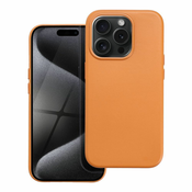 Ovitek Leather Mag Cover iz eko usnja z vgrajenim magnetnim obročem za iPhone 15 Pro - orange