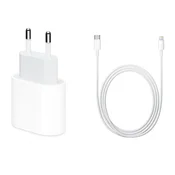 Polnilnik za hitro polnjenje, združljiv z Apple iPhone 12, 12 mini, 12 Pro, 12 Pro Max 18W in podatkovni kabel za hitro polnjenje 1 m USB-C - Lightning 1 kos
