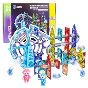 slomart Komplet magnetnih blokov LEAN TOYS, kroglični tobogan, 120 kosov, svetleči