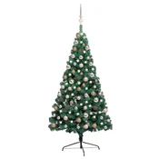 Umjetna osvijetljena polovica božicnog drvca zelena 150 cm