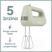 Deaktion Ručni mikser, 150 W, 5 brzina, Zeleni