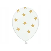Baloni 35 cm beli z zlatimi zvezdicami, 1 kos.
