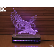Black Cut 3D Lampa Orao, Roze
