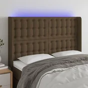 Vidaxl vidaXL Vzglavje postelje z LED diodo temno rjavo 147x16x118/128 cm blago