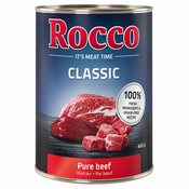 Rocco Classic poskusno pakiranje 6x400 g - Top miks: Čista govedina, govedina/perutninska srca, govedina/piščanec