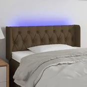 Vidaxl vidaXL Vzglavje postelje z LED diodo temno rjavo 103x16x78/88 cm blago