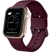 GS Silikonski pašček za Apple Watch 1/2/3/4/5/6/7/8/9/10/11/SE Ultra 1/2/3 42/44/45/46/49 mm, bordo