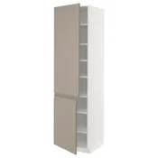 METOD Visoki element s policama/2 vrata, bela/Upplöv tamnobež, mat, 60x60x220 cm