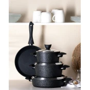 Madame Coco Set posuda za kuvanje Noir Titanium, 7 delova, Crni