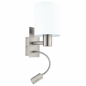 Eglo Pasteri zidna/2, e27, led 3,5w, nikl-mat/bela