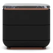 Casa Padrino luxury bedside table black/copper 60 x 50 x H. 57 cm - Solid wood bedside table with 2 drawers and marble top - Bedroom furniture - Hotel furniture - Luxury furniture